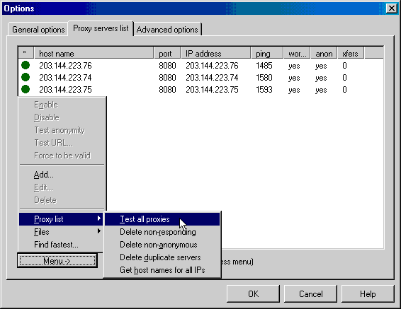 MultiProxy test proxy list