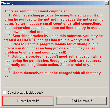 Proxy Hunter warning