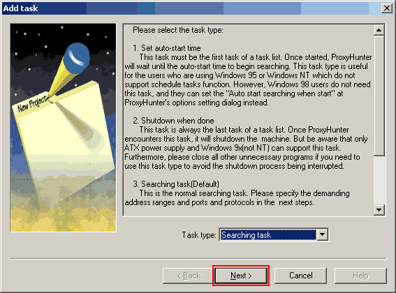 Proxy Hunter add task